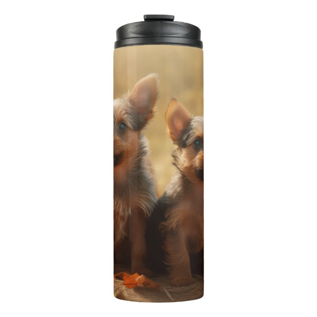 Australische Terrier Welpe Autumn Delight Pumpkin Thermosbecher (Vorderseite)