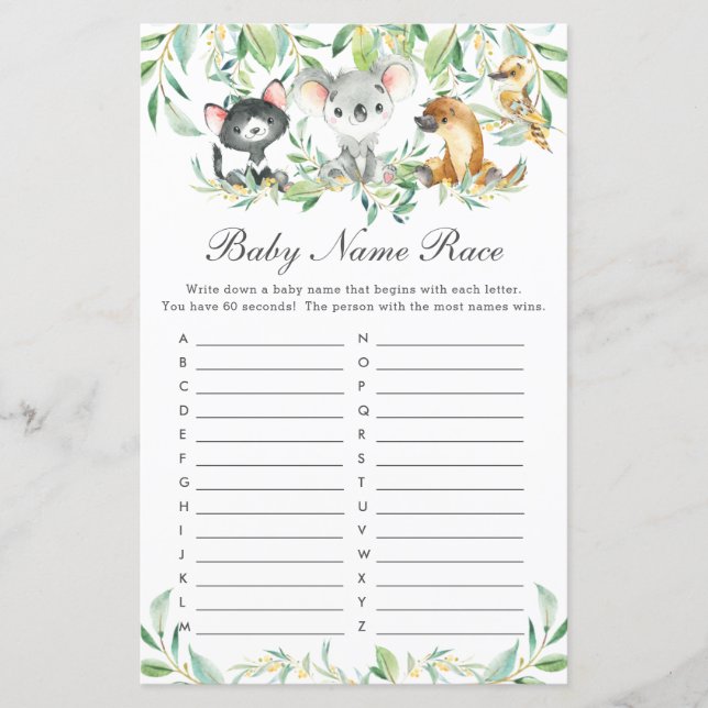 Australische Tiere Baby Name Race Baby Shooting Ga (Vorderseite)