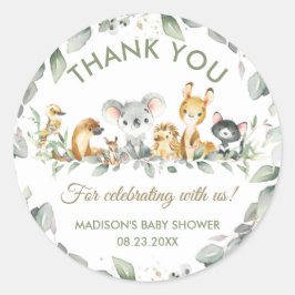 Australische Tiere Birthday Baby Shower Fevor Runder Aufkleber
