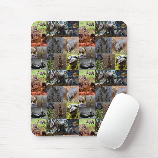 Australische Tiere Foto Collage, Mousepad (Mit Mouse)