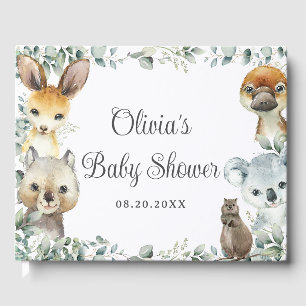 Australische Tiere Grünliche Neutrale Babyparty Gästebuch