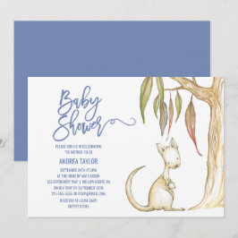 Australische Tiere | Kangaroo & Joey Baby Dusche Einladung