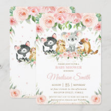 Australische Tiere Rosa Blush Floral Baby Dusche