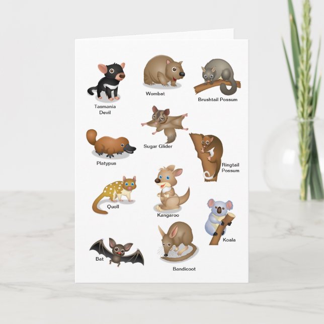 Australische Tiergruß-Karte Karte (Vorderseite)