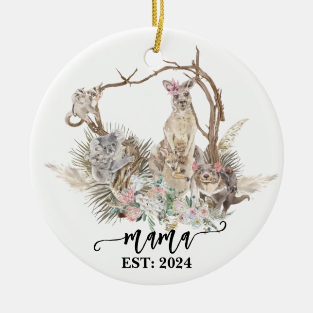 Australische Tiermutter und Baby Mama Keramik Ornament (Vorne)
