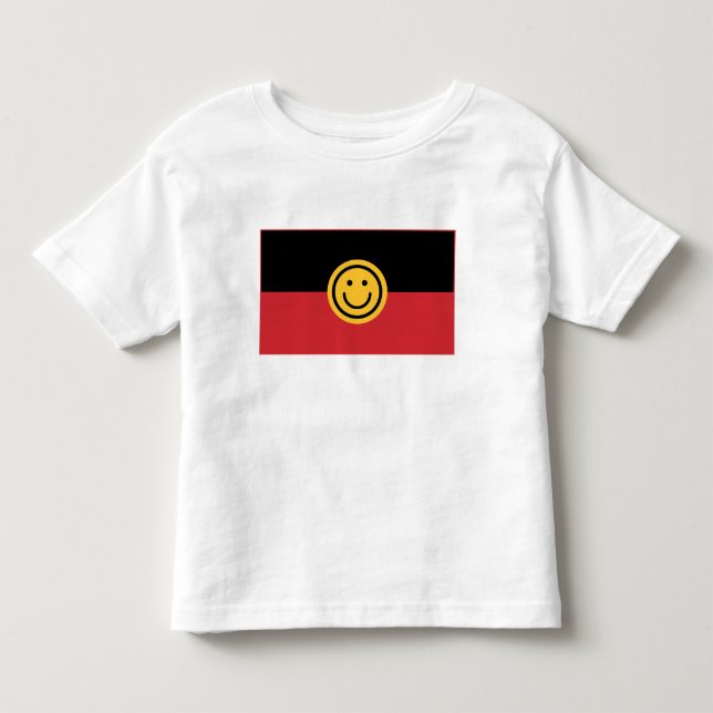 Australische Ureinwohner-Flagge mit Lächelgesicht Kleinkind T-shirt (Vorderseite)