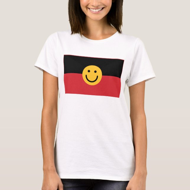 Australische Ureinwohner-Flagge mit Lächelgesicht T-Shirt (Vorderseite)