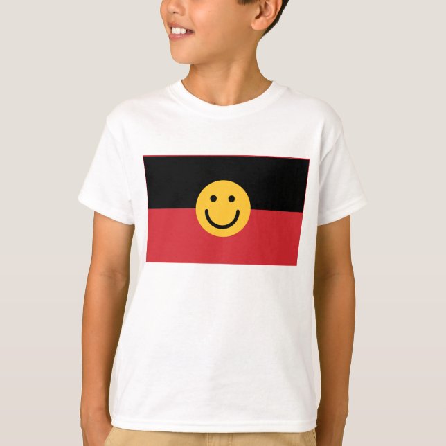 Australische Ureinwohner-Flagge mit Lächelgesicht T-Shirt (Vorderseite)