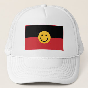 Australische Ureinwohner-Flagge mit Lächelgesicht Truckerkappe