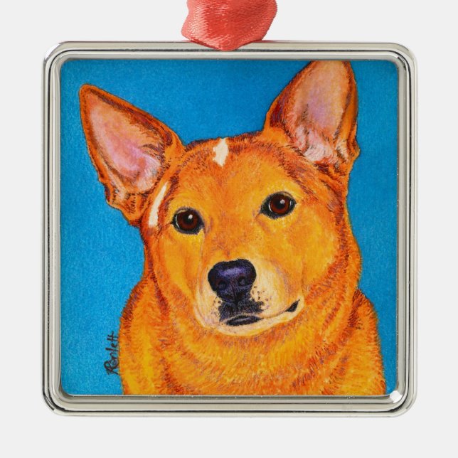 Australische Vieh-Hundeverzierung - "Rot " Ornament Aus Metall (Vorne)