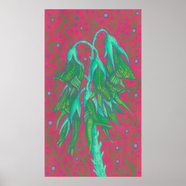 Australische Vogelgrippe-Blume, tropisches grünes  Poster (Vorne)