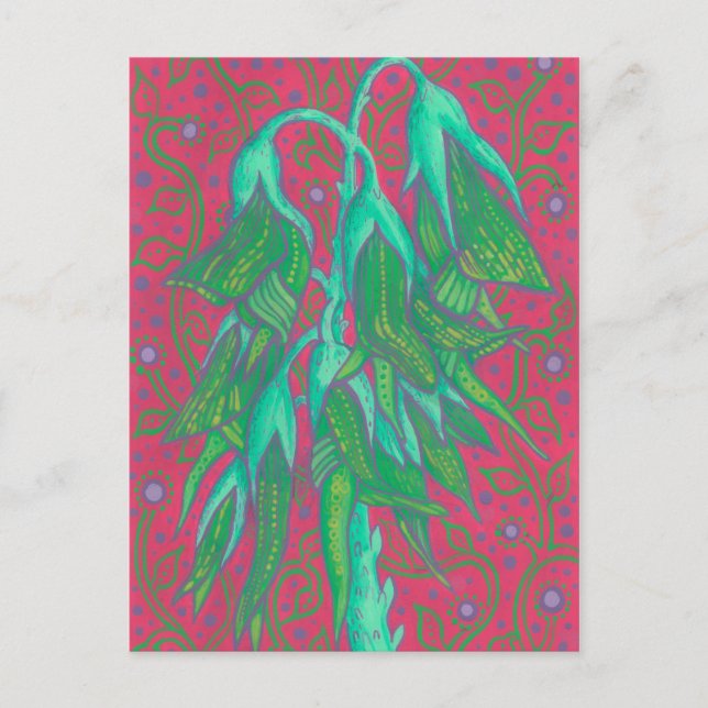 Australische Vogelgrippe-Blume, tropisches grünes  Postkarte (Vorderseite)