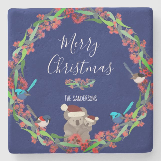 Australische Weihnachten Steinuntersetzer (Vorderseite)
