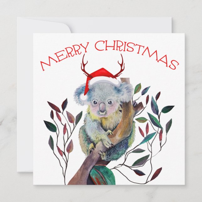 Australische Weihnachtskoala Weihnachtsmannmütze R Karte (Vorderseite)