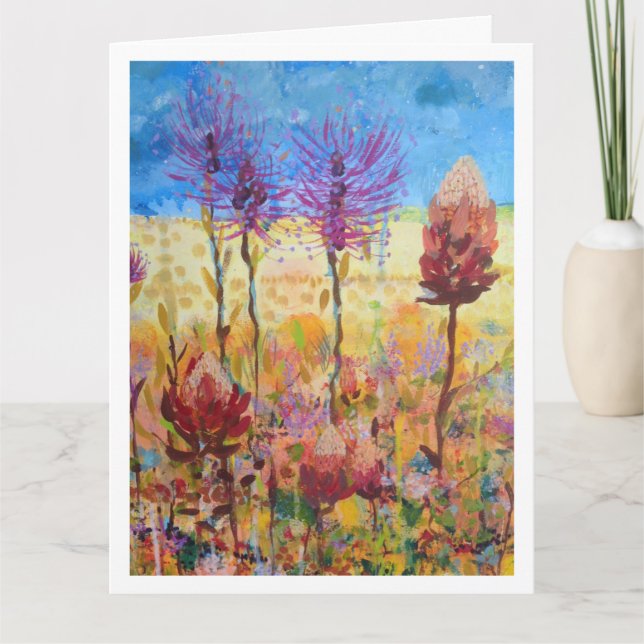 Australische Wildblumekunstgrüße von Australien Karte (Vorderseite)