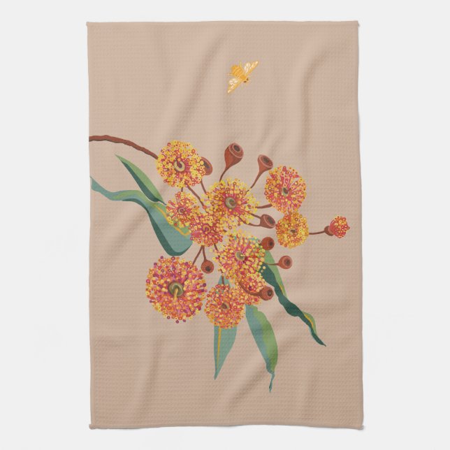 australische Zahnfleischblüten und Bienen Handtuch (Vertikal)