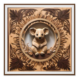 Australischer Baumhugger: Koala Bärenholz Print Fotodruck