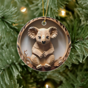 Australischer Baumhugger: Koala Bärenholz Print Keramik Ornament