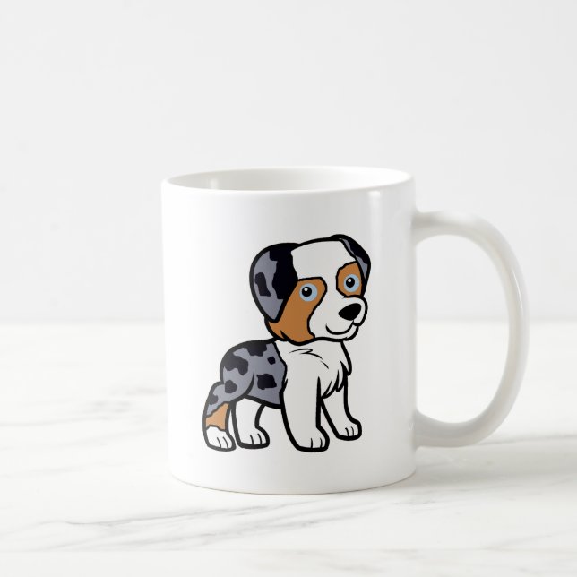 australischer blauer merle Cartoon Kaffeetasse (Rechts)