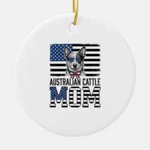 Australischer Cattle Dog Mama Patriotisch Vintage- Keramik Ornament