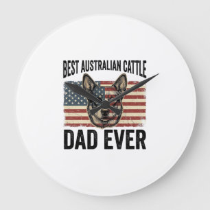 Australischer Cattle Dog Vater Patriotisches Vinta Große Wanduhr