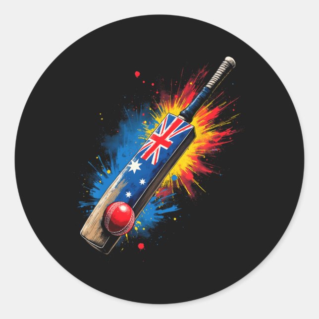 Australischer Cricket T  Runder Aufkleber (Vorderseite)