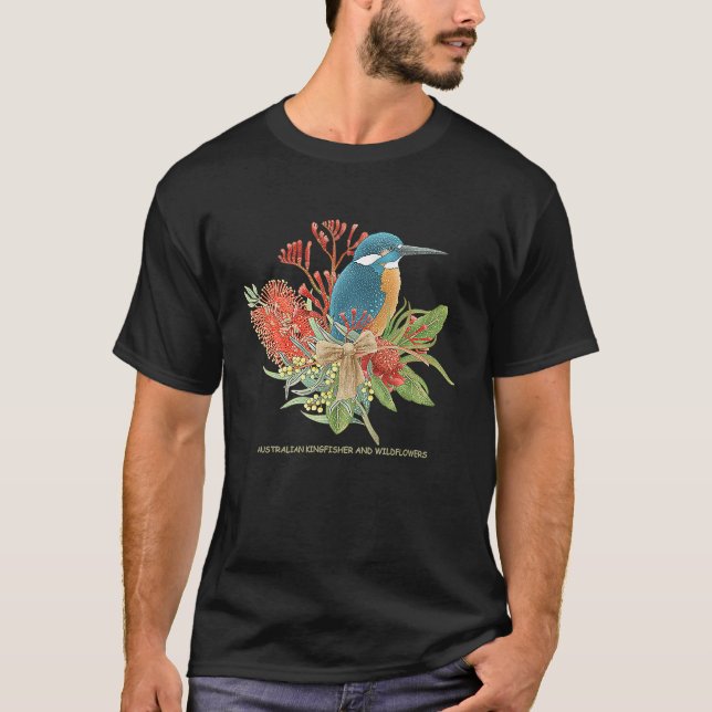 Australischer Eisvogel und Wildblumen T-Shirt (Vorderseite)