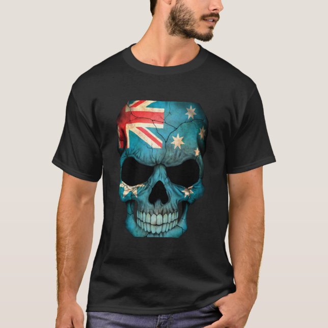 Australischer Flaggen-Schädel-Active-T - Shirt (Vorderseite)