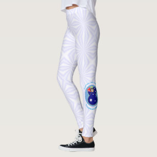 Australischer Flaggenengel im blauen Kreis auf Wei Leggings