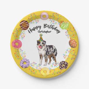 Australischer Hirte Donut Birthday Party Platin Pappteller