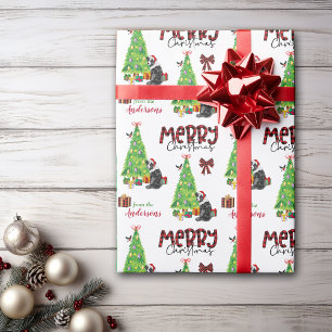 Australischer Hirte, Vogel und Weihnachtsbaum Geschenkpapier