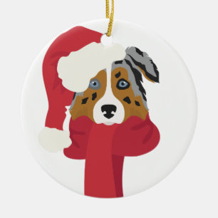 Australischer Hirte Weihnachtsschmuck. Snow Keramik Ornament