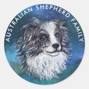 Australischer Hirte zeichnend Runder Aufkleber