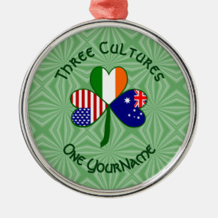 Australischer Irischer Amerikanischer Shamrock-Fla Ornament Aus Metall