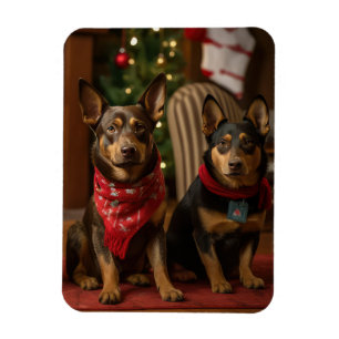 Australischer Kelpie am Kamin Weihnachten Magnet