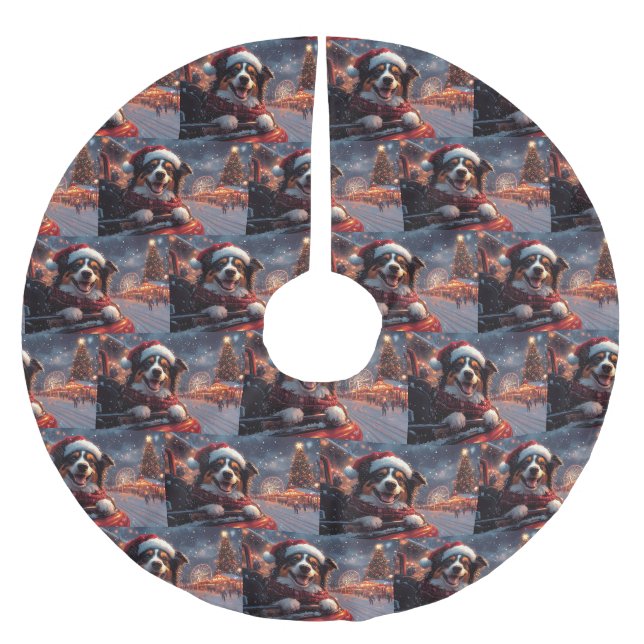 Australischer Kelpie Dog Roller Untersetzer Weihna Polyester Weihnachtsbaumdecke (Vorderseite)