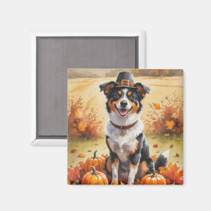 Australischer Kelpie Herbstlaub Erntedankfest Kuns Magnet
