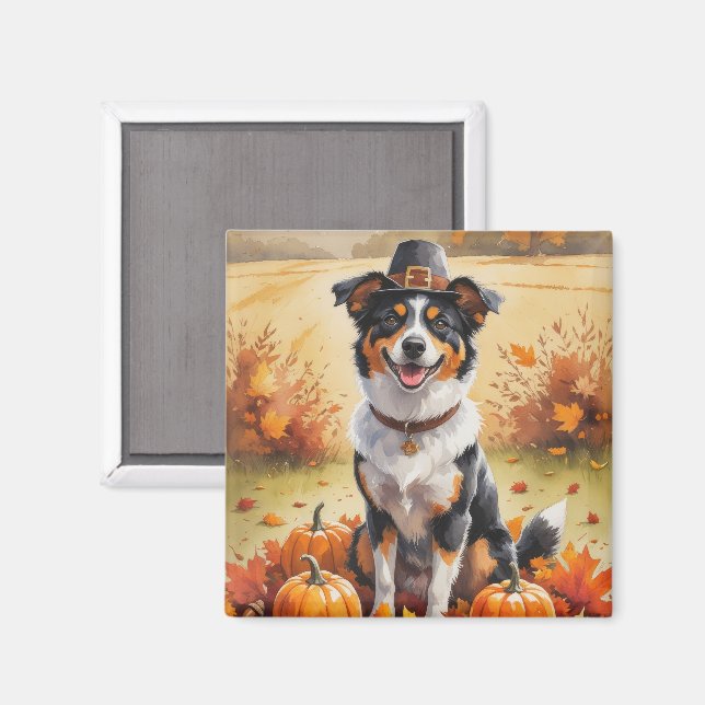 Australischer Kelpie Herbstleaves Erntedank Art Magnet (Vorderseite/Rückseite)