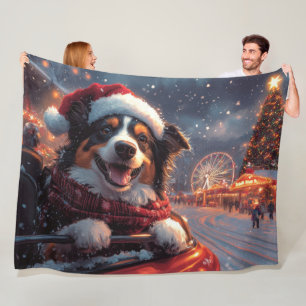 Australischer Kelpie-Hund Achterbahn Weihnachten Fleecedecke