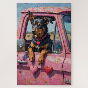 Australischer Kelpie Hund Valentinstag Pink Ute