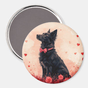 Australischer Kelpie mit Rosen - Valentinstag Magnet