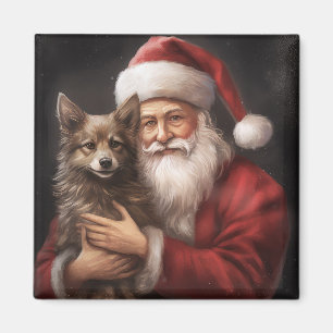 Australischer Kelpie mit Weihnachtsmann Christmas Magnet