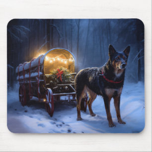 Australischer Kelpie Schnee-Schlitten Weihnachtsde Mousepad