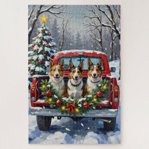 Australischer Kelpie Weihnachten Rotes Lastwagen F