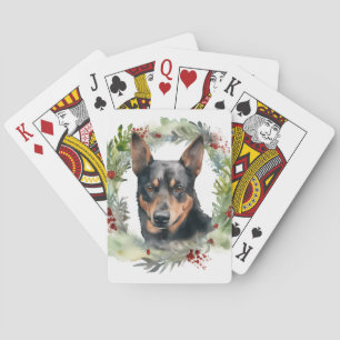 Australischer Kelpie-Weihnachtskranz Festiver Hund Spielkarten