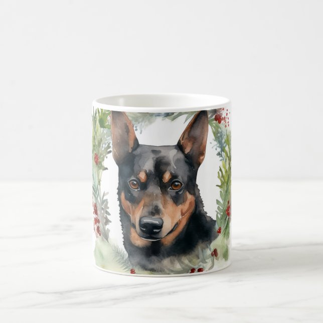 Australischer Kelpie Weihnachtswreath Kaffeetasse (Mittel)