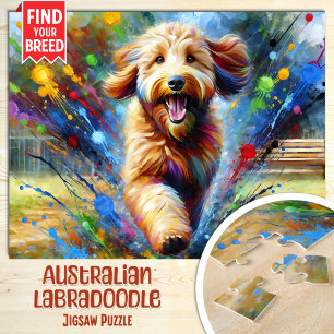 Australischer Labradoodle-Hundeporträt-Acrylkunst