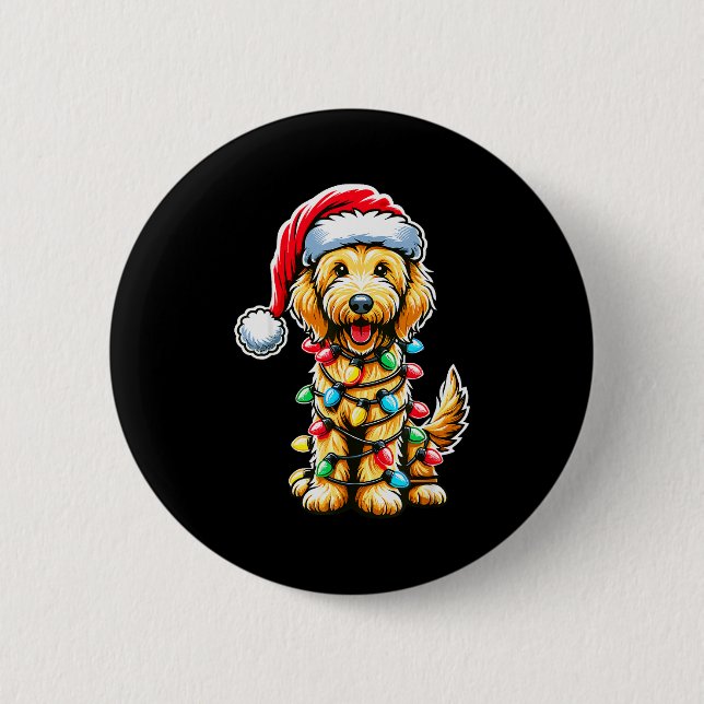 Australischer Labradoodle Weihnachtsbaum Xmas Sant Button (Vorderseite)