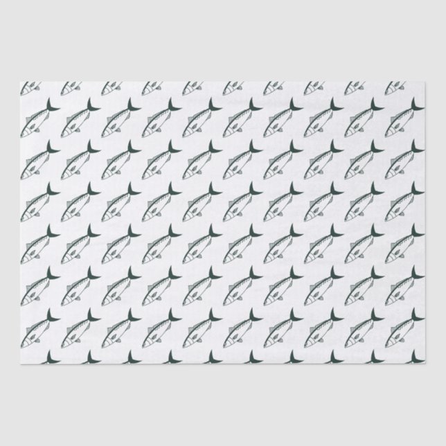 Australischer Lachs in Racing Green und White Seidenpapier (Vorderseite)