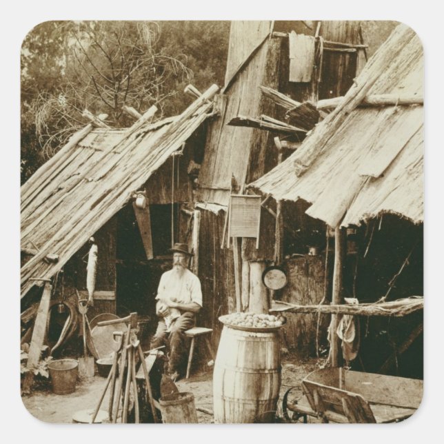 Australischer Prospektor, c.1880s (sepia-Foto) Quadratischer Aufkleber (Vorderseite)